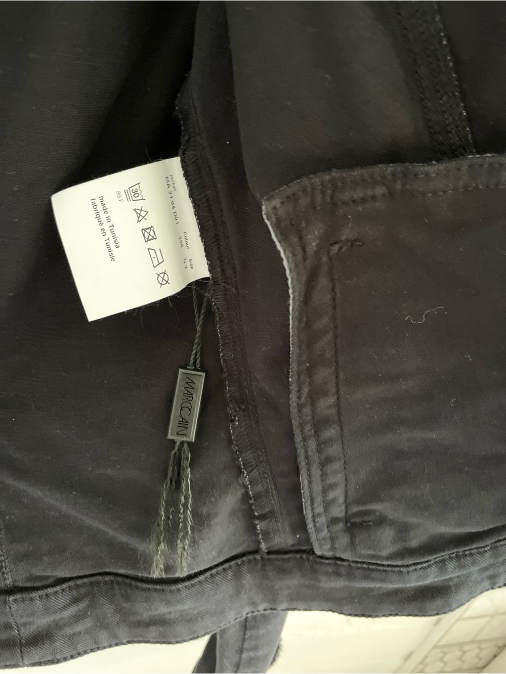 Marc Cain Designer Raw Trim Denim Jacket Back Bow Detail Sz 2 / Sz S US - Picture 15 of 16